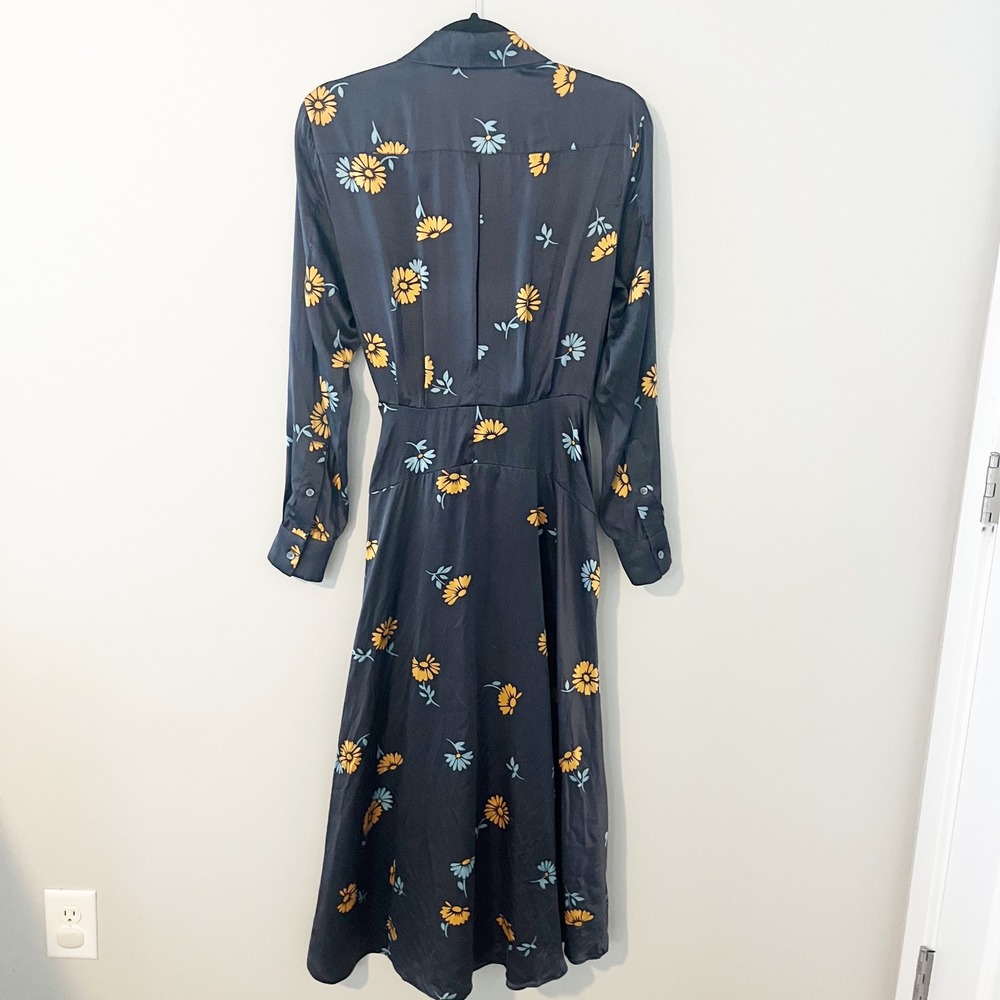 Equipment Femme Vivienne Silk Midi Dress Smokey Blue Floral Daisy size 6 - Picture 4 of 15